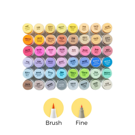 Ohuhu 48 MID-TONE Colors Honolulu B Brush & Fine Dual Tips-Alcohol-based Ink