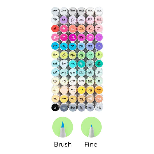 Ohuhu 72 Colors Honolulu B Brush & Fine Dual Tips-Alcohol-based Ink