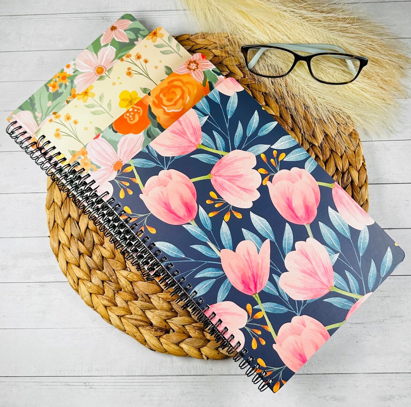 Floral Hardcover Journal, Flower Personal Journal, Floral Spiral Notebook, Teacher Notebook