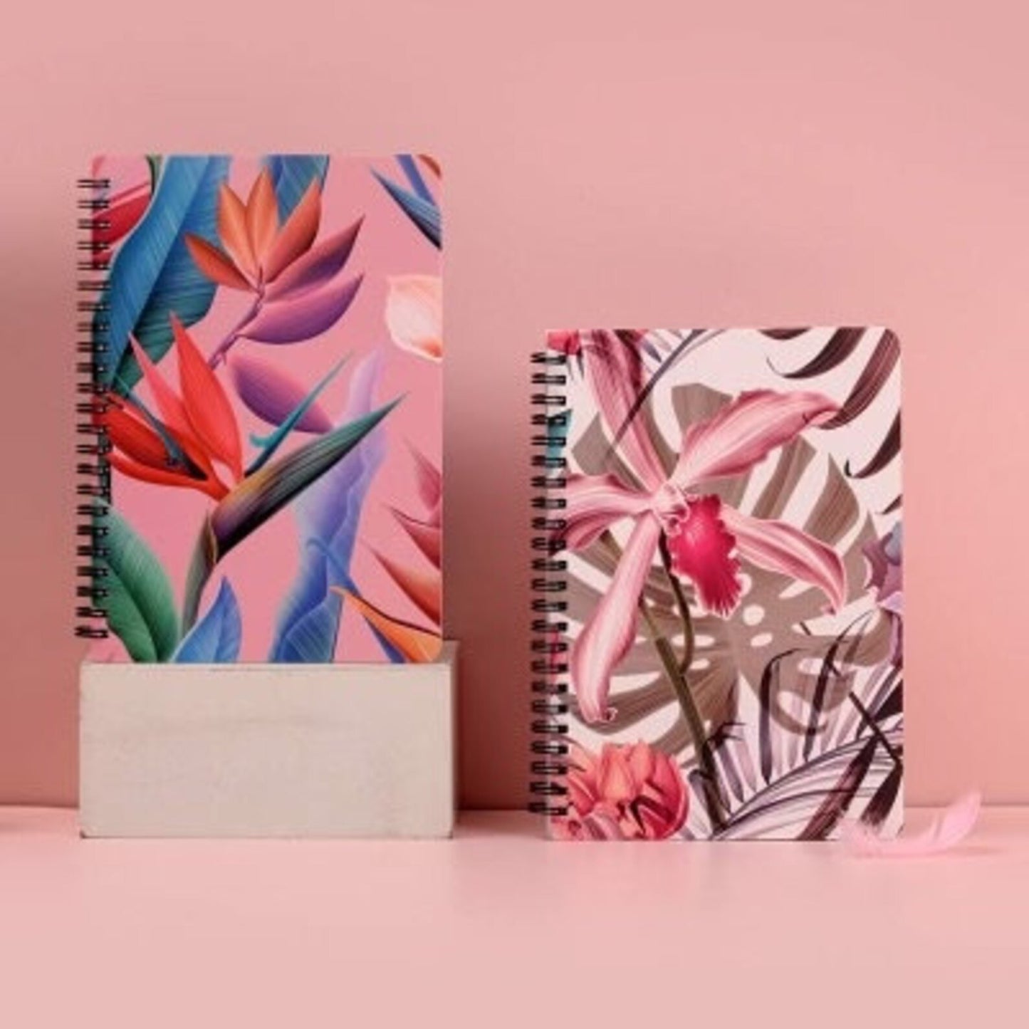 Floral Leaf Hardcover Journal, Flower Personal Journal, Floral Spiral Notebook, Teacher Notebook